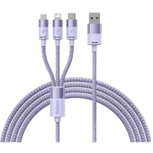 Кабель Baseus USB Cable to Lightning/microUSB/USB-C StarSpeed Fast Charging 3.5A 1.2m Purple (CAXS000005): Тип USB Cable - Lightning/microUSB/USB-C