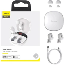 Наушники Baseus Wm01 Plus White (NGWM010002/NGWM01P-02): Тип конструкции вакуумные