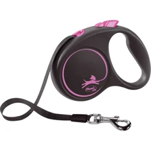 Поводок-рулетка Flexi Black Design S до 15 кг 5 м розовый (4000498033913): Тип шнура Лента