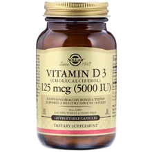 Solgar Vitamin D3 (Cholecalciferol) 125 mcg (5000 IU) 120 Veg Caps Витамин D-3: Тип Витамин D