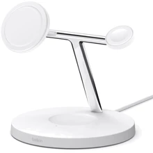 Зарядний пристрій Belkin Wireless Charger Base Station MagSafe White (WIZ017VFWH) для iPhone 16 I 15 I 14 I 13 I 12 series and Apple Watch: Особливості Для Apple Watch, MagSafe