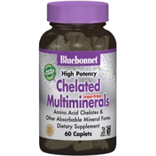 Bluebonnet Nutrition Chelated Multiminerals, Iron Free, 60 Caplets (BLB0206) Железо: Тип Мультиминералы