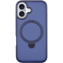 Чехол для iPhone Mobile Case Metal Buttons with MagSafe HQ Ring Dark Blue for iPhone 16: Цвет синий