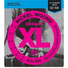 Струна для гитар Струны D`ADDARIO EXL150 Nickel Wound, 12-String, Regular Light, 10-46: Тип Комплект струн
