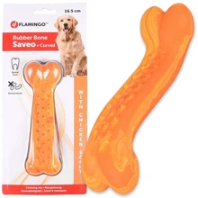 Іграшка Flamingo Rubber Saveo Curved Bone Chicken вигнута кістка жувальна для собак, смак курки 16.5х5 см (54143): undefined undefined