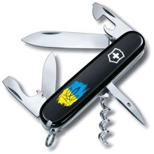 Мультитул Victorinox Spartan Ukraine 91мм/12 функций /черный /Трезубец фигурный на фоне флага (1.3603.3_T1026u): Тип мини-мультитул