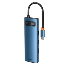 Адаптер Baseus Adapter USB-C to 3xUSB3.0+HDMI+RJ45+USB-C+TF+SD Blue (WKWG000103): Колір синий