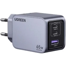 Зарядний пристрій Ugreen Wall Charger 2хUSB-C+USB X755 GaN 65W Nexode Pro Gray (25871): Особливості USB-C, Power Delivery (PD), Быстрая зарядка