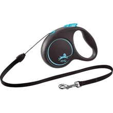 Поводок-рулетка Flexi Black Design S до 12 кг 5 м голубой (4000498033333): Тип шнура Трос