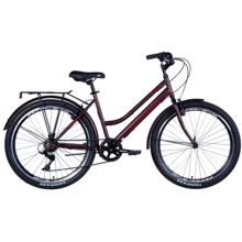Велосипед Discovery ST 26" PRESTIGE WOMAN Vbr рама с багажником задн St с крылом St 2024 (красный (м)) (OPS-DIS-26-588): Материал рамы Сталь