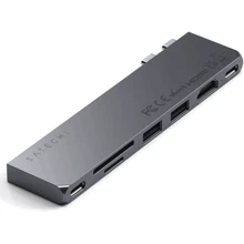 Адаптер Satechi Adapter Dual USB-C to 2xUSB-C+2xUSB+HDMI+SD Space Gray (ST-HUCPHSM): Цвет серый