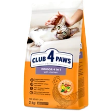 Сухой корм Club 4 Paws Premium Adult Cat Chicken для взрослых кошек, живущих в помещении 4в1 с курицей 2 кг (4820215368780): Тип Сухой корм