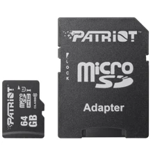 Карта пам'яті Patriot 64GB microSDHC Сlass 10 UHS-I U1 + adapter (PSF64GMCSDXC10): Тип карти MicroSDHC