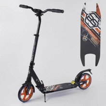 Самокат алюмінієвий Best Scooter з PU колесами, 2 аммортизаторами Black / Orange (92086): Кількість коліс 2