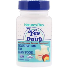 Nature's Plus, Say Yes to Dairy, Digestive Aid For Dairy Food, 50 Chewable Tablets (NAP-04440): Тип Лактаза