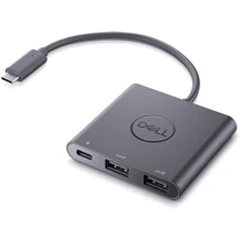 Адаптер Dell Adapter USB-C to 2хUSB + USB-C with Power Deliver Black (470-AEGX): Колір чорний