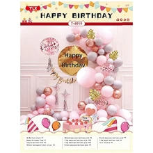 Украшение помещений Фотозона из воздушных шаров T-8919 Happy birthday розовый с серым: undefined undefined
