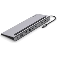 Адаптер Belkin Adapter USB-C to USB-C 3.0+HDMI+DisplayPort+SD+RJ45+VGA+2xUSB 3.0+USB 2.0+3.5mm Grey: Колір сірий
