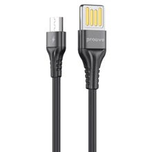 Кабель Proove USB Cable to microUSB Double Way Silicone 2.4A 1m Black (CCDS20001301): Тип USB-C - microUSB