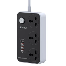 Сетевой фильтр LDNIO SC3412 Black/Grey: Количество розеток, шт 3