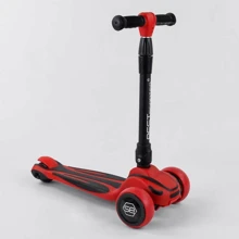 Самокат триколісний Best Scooter, MAXI, складаний алюмінієвий кермо, 3 колеса PU зі світлом Red (102050): Кількість коліс 3