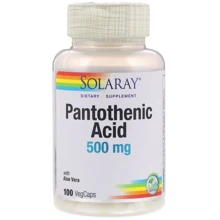 Solaray Pantothenic Acid, 500 mg, 100 VegCaps (SOR-04380): Тип Витамин B