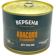 Консервы Вербена Фасоль со свининой 525 г (4820209620252): Вес нетто 525 г