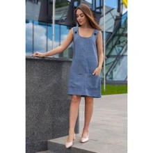 Сарафан FLFashion Сандра ФСС 3082 44 синий повседневный до середины бедра: Состав Лен