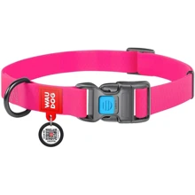 Нашийник для собак WAUDOG Waterproof c QR-паспортом металева пряжка-фастекс 15 ммx23-35 см рожевий (27397): Виробник WAUDOG