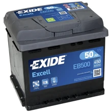 Автомобільний акумулятор Exide EB500: Ємність, Ач 50