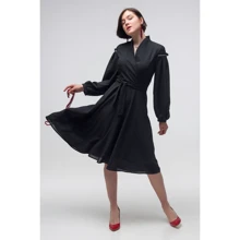 Платье FLFashion Иллюзия ТПИ 2772 44 черное повседневное удлиненное миди: Состав Полиэстер
