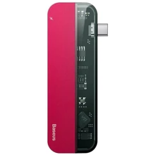 Адаптер Baseus Adapter USB-C to 2xUSB-C + 2xUSB + HDMI Red (CAHUB-TD09): Колір червоний