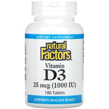 Natural Factors Vitamin D3 Витамин D3 1000 МЕ 180 таблеток: Тип Витамин D