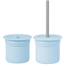 Чашка-контейнер MinikOiOi із силіконовою трубочкою Sip+Snack Mineral Blue / Powder Grey (101100109): Виробник MinikOiOi