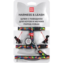 Шлея с поводком для котов WAUDOG Nylon c QR паспортом рисунок Витраж пластиковый фастекс Ш 10 мм, В 25-40 см, С 20-30 см (5479): Производитель WAUDOG