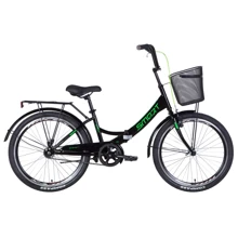 Велосипед ST 24" Formula SMART Vbr с багажником зад St, с крылом St, с корзиной St 2022 (черно-зеленый ): Материал рамы сталь