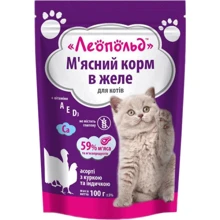 Влажный корм для кошек Леопольд Мясной корм Ассорти с курицей и индюшкой в желе 100 г : Тип Влажный корм