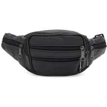 Мужская поясная сумка Borsa Leather черная (K1619p-black): Пол Мужской