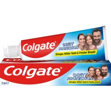 Colgate Зубная паста Защита от кариеса 75 ml: Назначение Комплексная защита, Антибактериальное, Свежесть дыхания, Очищение