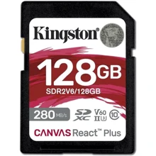 Карта пам'яті Kingston 128GB SDXC Class 10 UHS-II U3 V60 Canvas React Plus (SDR2V6/128GB): Тип карти SDXC