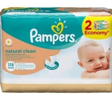 PAMPERS Детские влажные салфетки Natural Clean Сменный блок 2Х64 ПрепакКороб: Производитель Pampers