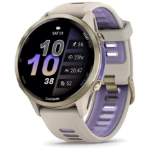 Смарт-годинник Garmin Forerunner 970 Soft Gold Titanium with French Grey Case and French Grey/Translucent Indigo Band (010-02969-12): Дисплей 1.4" AMOLED (454 x 454)