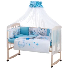 Комплект постельного белья Babyroom Bortiki Print-08 (мишки) синий (681017): Тип постельный комплект