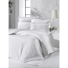 Комплект постельного белья Victoria Deluxe Jacquard Sateen RIMMA евро белый (48832_2,0): Материал сатин, жаккард