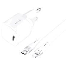 Зарядное устройство Proove Wall Charger USB-C Silicone 20W White with Lightning Cable (WCSP20020102): Особенности Быстрая зарядка