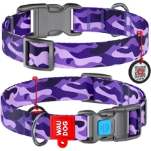 Ошейник WAUDOG Nylon с QR-паспортом, рисунок "Фиолетовый камо", пластиковый фастекс 15 мм 23-35 см фиолетовый (4709): Производитель WAUDOG
