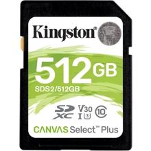 Карта пам'яті Kingston 512GB SDXC class 10 UHS-I U3 Canvas Select Plus (SDS2/512GB): Тип карти SDXC