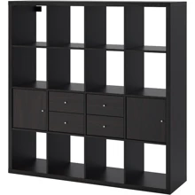 Стеллаж с 4 вставками ІКЕА KALLAX 147х147 см Черно-коричневый (792.783.25): undefined undefined