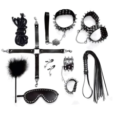 Набор Art of Sex - Spikes BDSM Set Leather, 10 предметов, натуральная кожа, черный: Производитель Art of Sex