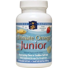 Nordic Naturals Ultimate Omega Junior 500 mg 90 Chewable Soft Gels Рыбий жир для подростков c клубничным вкусом: Тип Омега 3